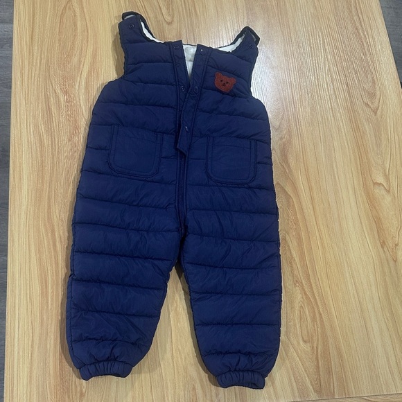 Other - Navy Blue Puffer Overalls with Bear Patch